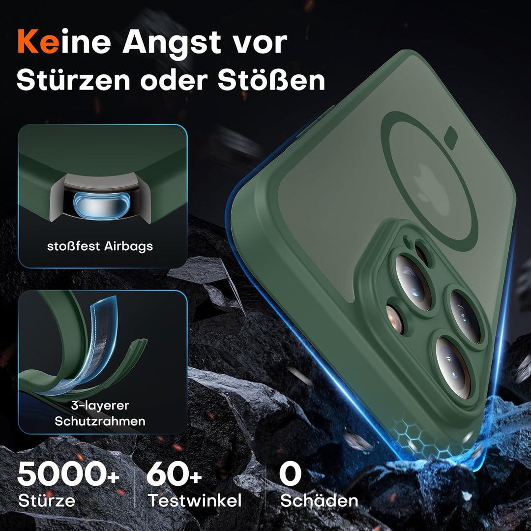 TOCOL für iPhone 15 Pro Max Hülle für Magsafe, Vollständiger Kameraschutz Stossfest Kratzfest Transl