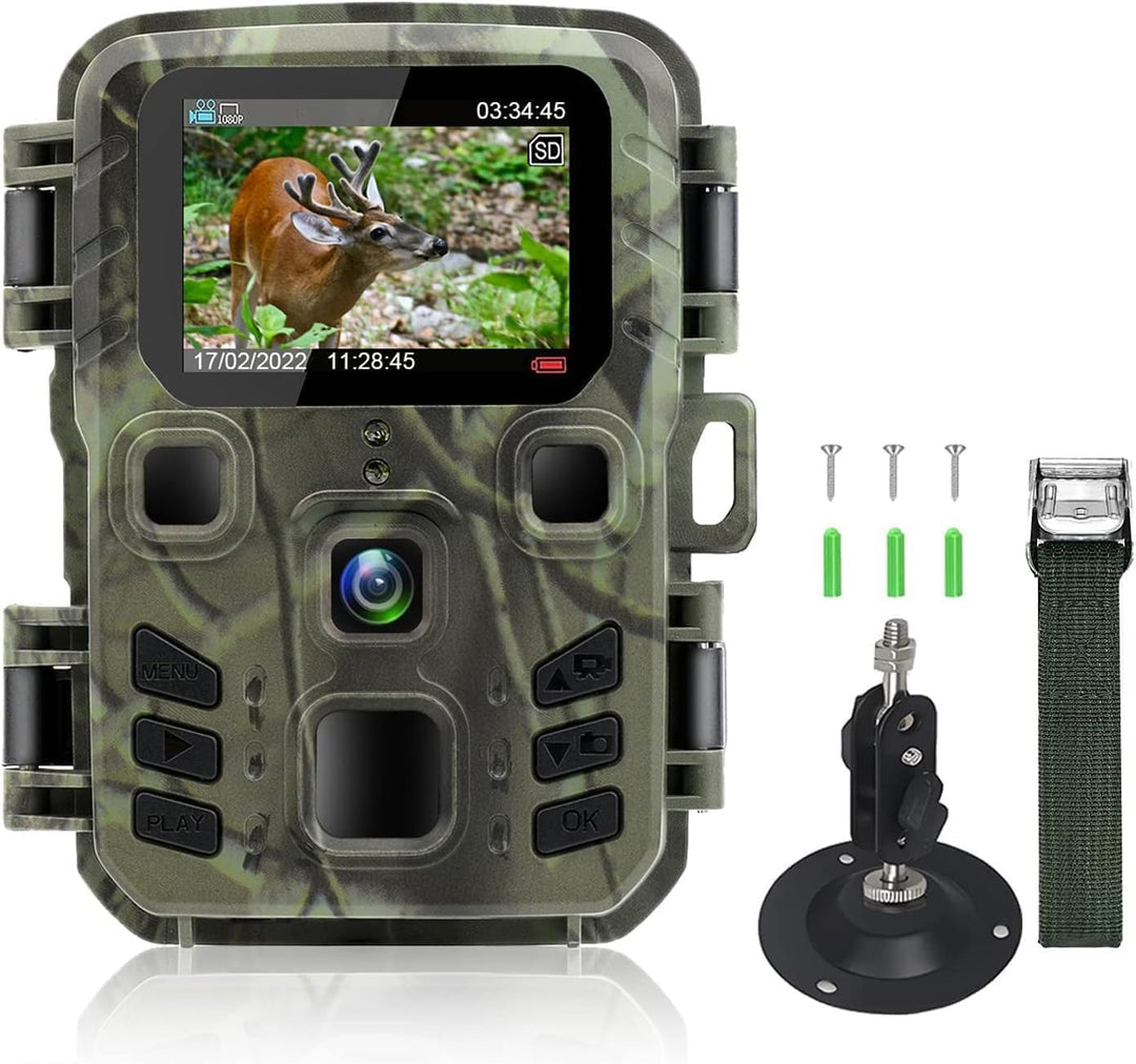 Mini Wildkamera 20MP 1080P HD Wildtierkamera 850nm IR LEDs Wildkamera mit Nachtsicht Bewegungsmelder