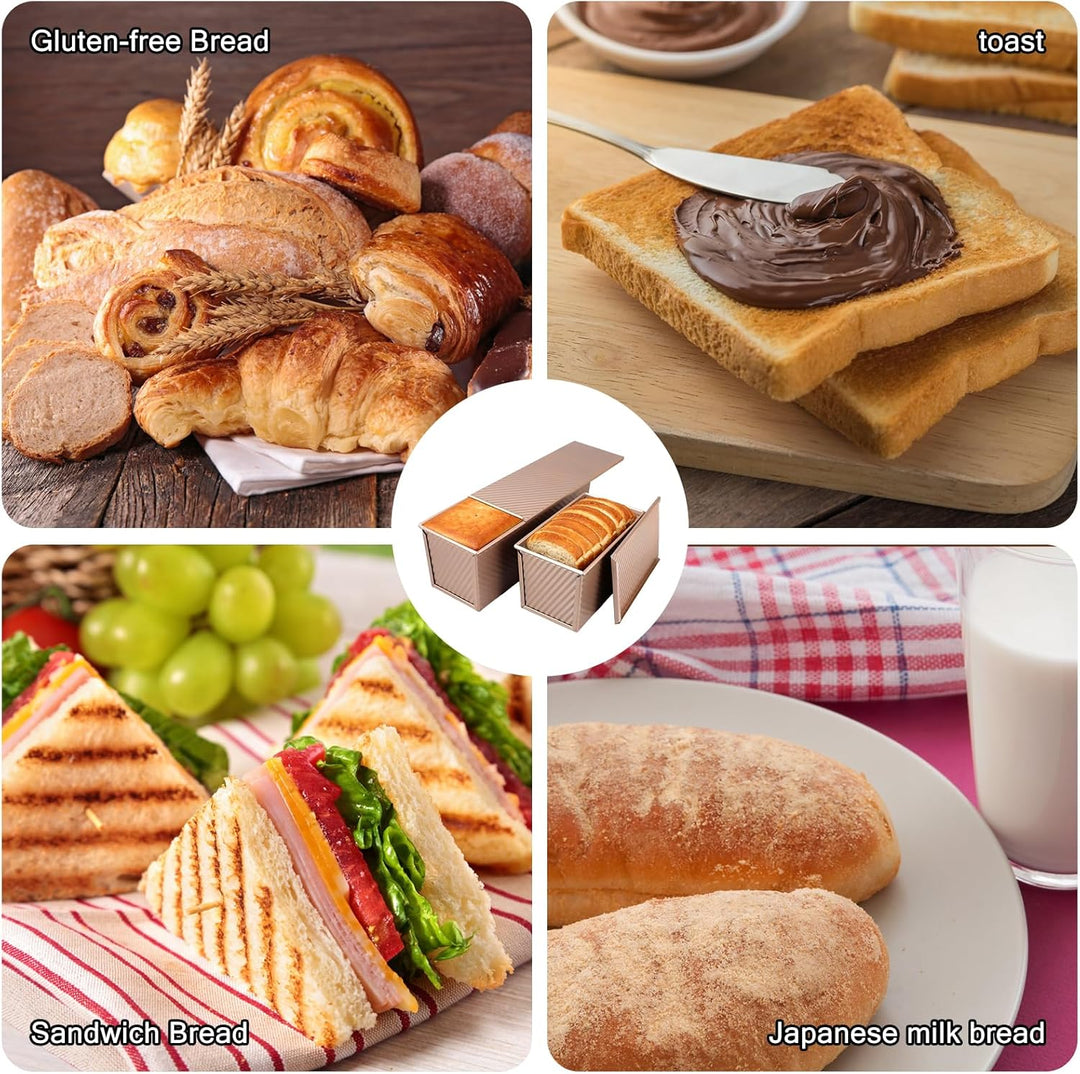 2 Grösse Brotbackform mit Deckel Toastbrot, 32×12×11 cm und 20×12×10 cm Antihaft Toastkasten, 450g u