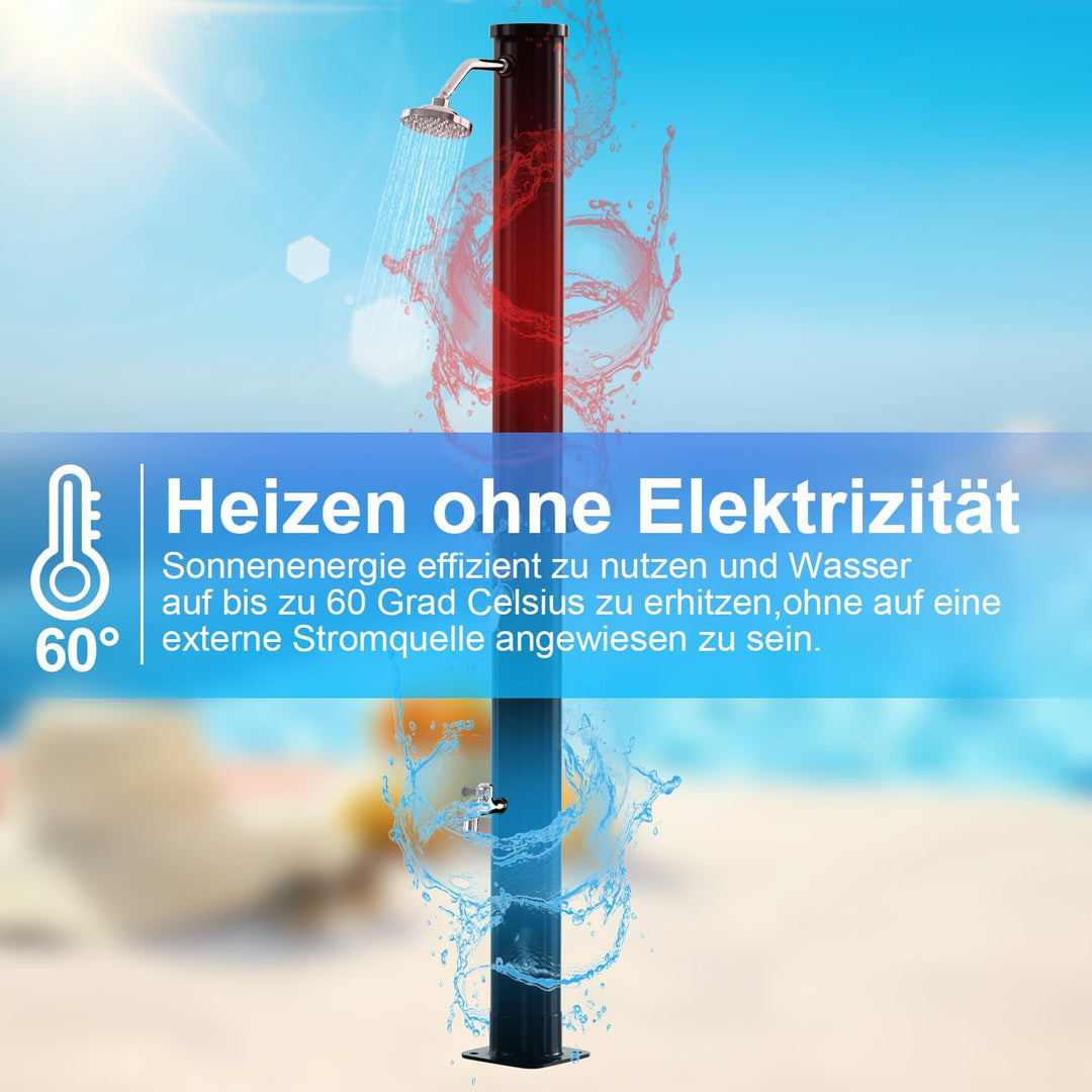 SWANEW solardusche 20 Liter Solar-Gartendusche - energiesparend, schwenkbarer Duschkopf um 180°, int