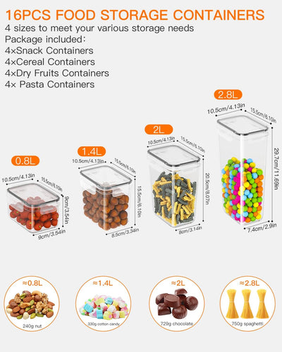 Vorratsdosen 16 Set Frischhaltedosen mit Deckel Vorratsbehälter Aufbewahrungsbox Küche Luftdicht Beh