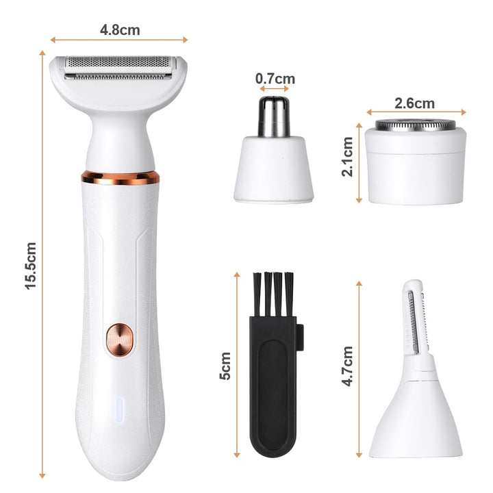 ACWOO Elektrischer Rasierer für Frauen, 4-In-1 Elektrischer Damenrasierer, Schmerzfreier Intimrasier