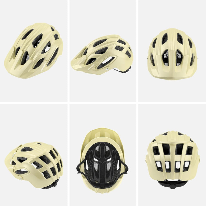 Shinmax Fahrradhelm für Herren Damen, Fahrrad Helm mit Beweglich Visier Beige L(58-61CM), Beige L(58