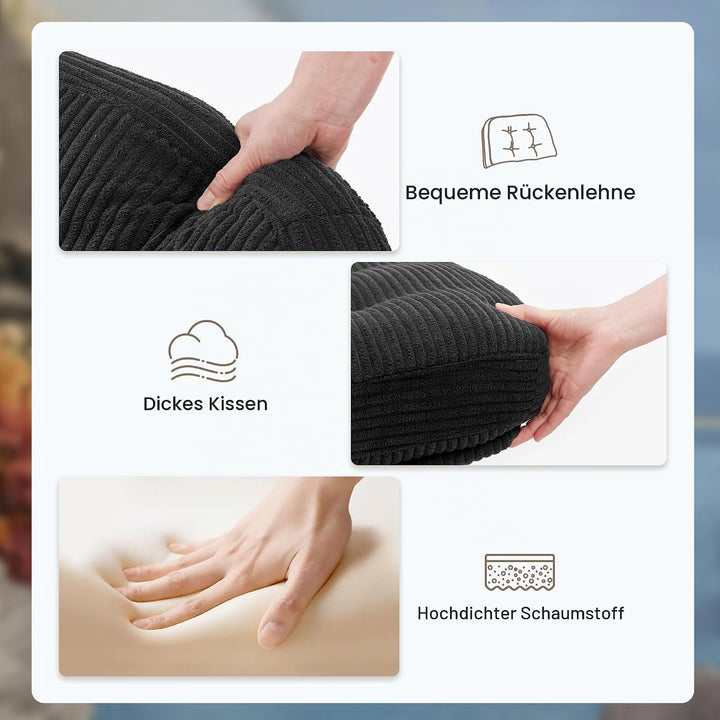 IWMH Bürostuhl ohne Armlehne, Sessel Wohnzimmer mit gekreuzten Beinen, Ergonomischer Drehstuhl mit E