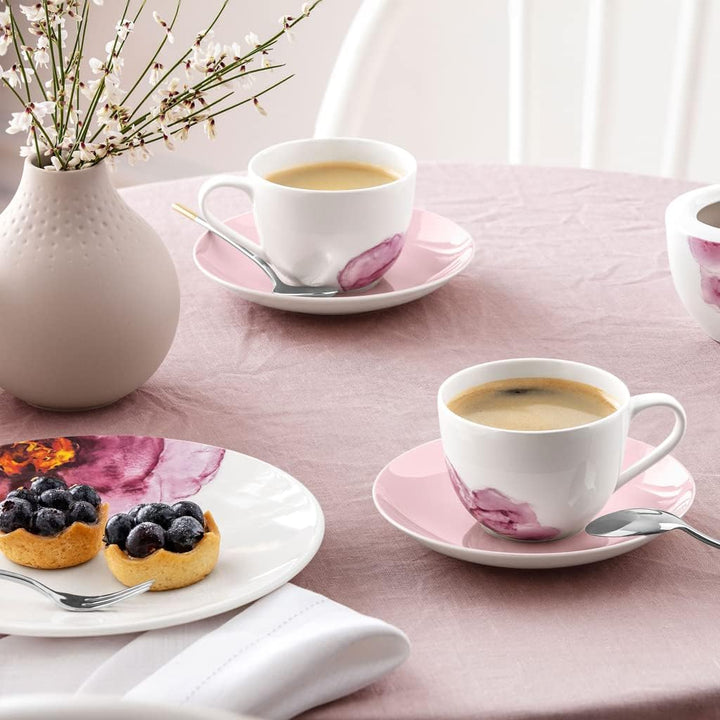 Villeroy &amp; Boch - Rose Garden Kaffeetasse, 160ml, Premium Porzellan, weiss/rosa Floral 11,5X8,5X6,5C