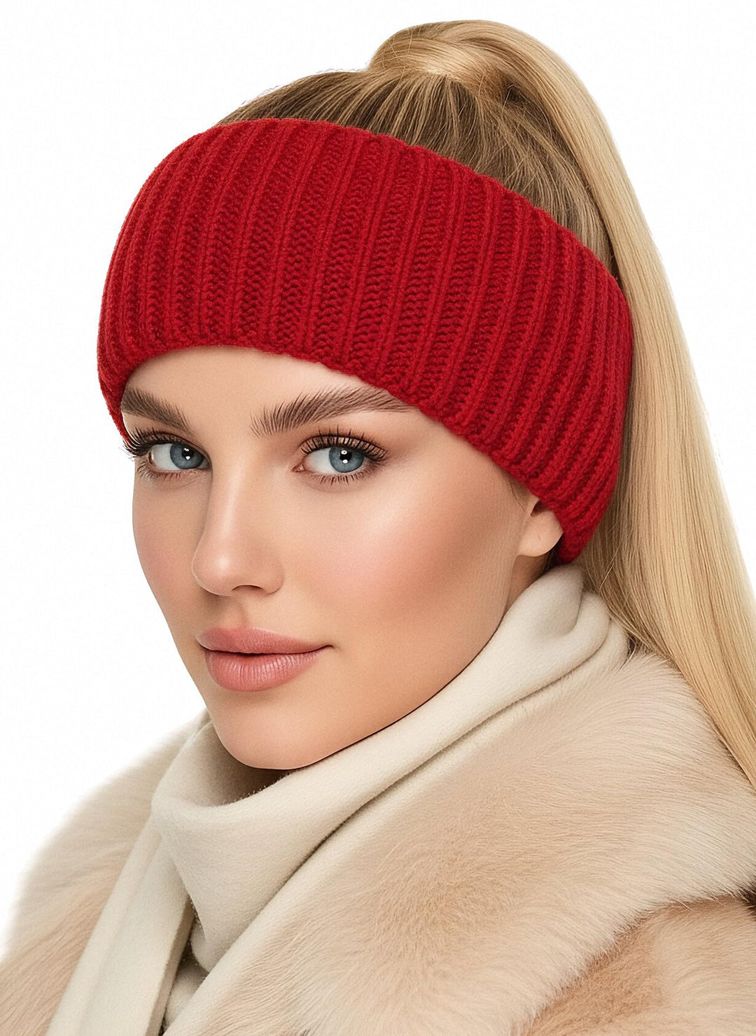 Baesics Stirnband Rot für Damen & Herren – warme & elastische Unisex Ohrenwärmer mit Fleecefutter -
