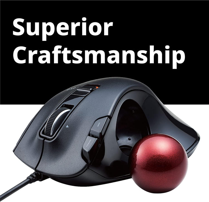 ELECOM EX-G Trackball-Maus, kabelgebunden, Daumensteuerung, ergonomisches Design, 5-Tasten-Funktion