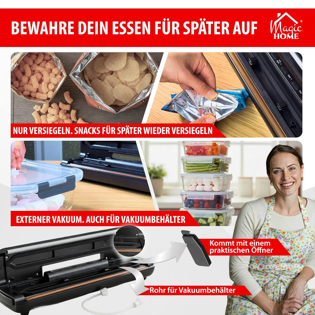 MAGIC HOME Vakuumiergerät & Vakuumierer | Vakuumiergerät für Lebensmittel & Folienschweissgerät | Va