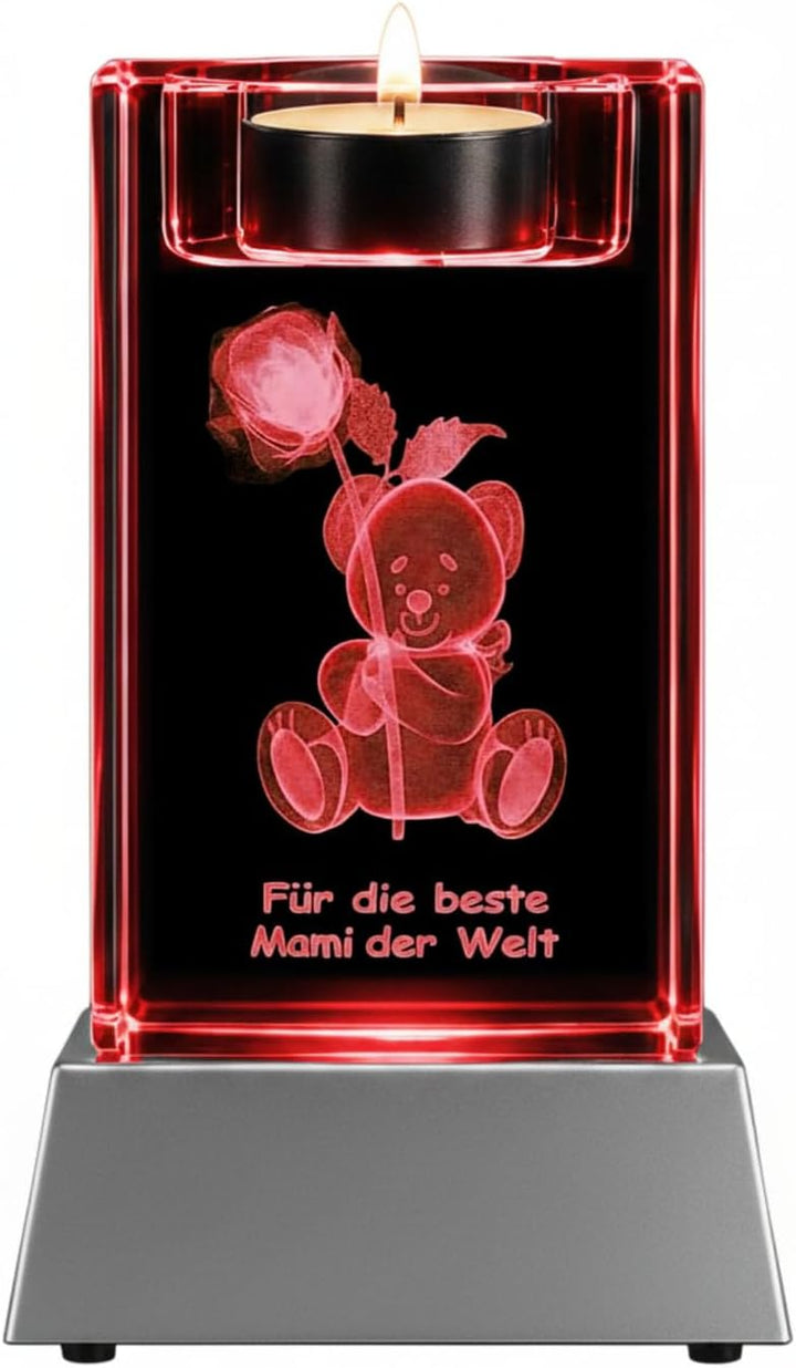 Kaltner Präsente Stimmungslicht - EIN ganz besonderes Geschenk: LED Kerze/Kristall Glasblock / 3D-La
