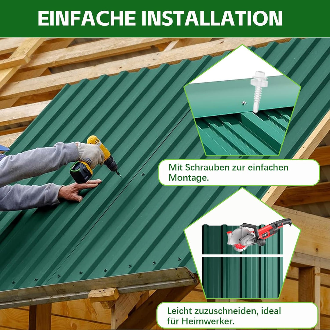 Profilblech Trapezblech 24er Set, 115×45 cm (12,42 m²), Wetterfest Rostresistent Verzinkte Wellblech
