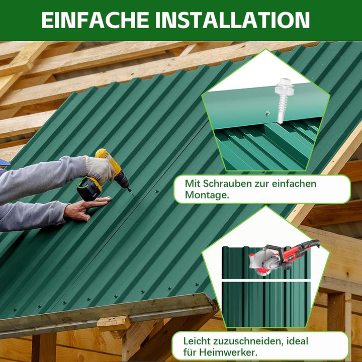 Profilblech Trapezblech 24er Set, 115×45 cm (12,42 m²), Wetterfest Rostresistent Verzinkte Wellblech