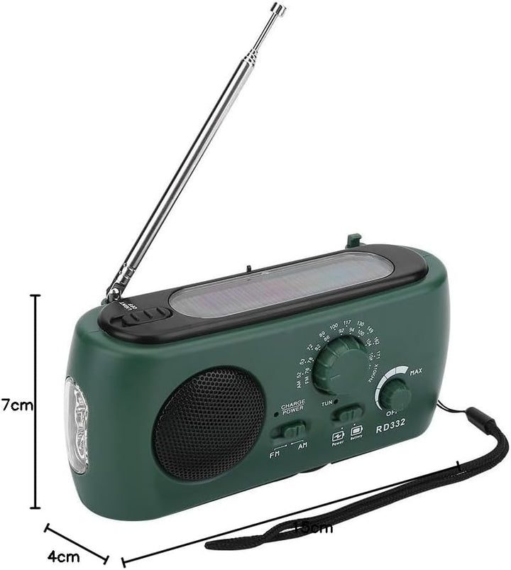 Keenso Solar Radio mit LED-Taschenlampe, Solar-Handkurbel AM/FM-Radio mit LED-Taschenlampe Notruf-La