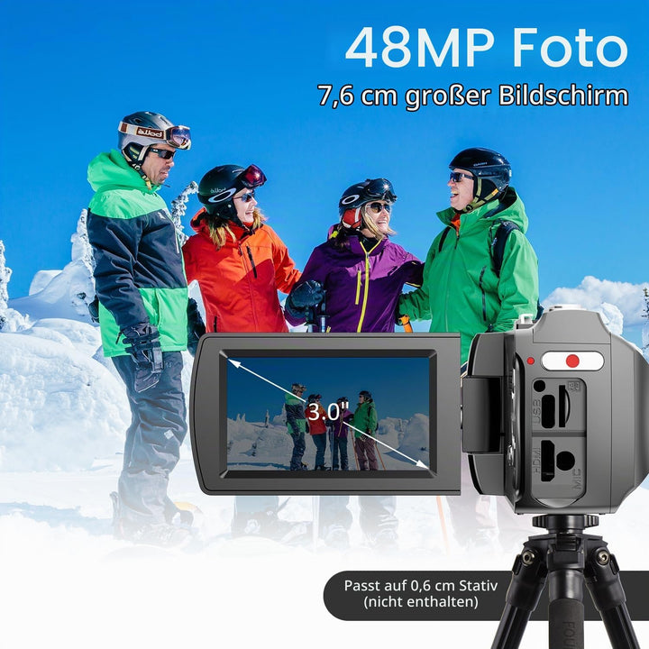 Vmotal 4K Videokamera, 48MP Foto/4K 60FPS Videorecorder, digitaler Camcorder für Vlogging auf YouTub