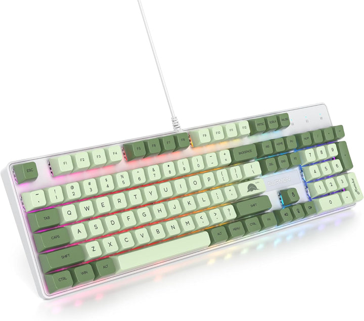 SOLIDEE mechanische Gaming-Tastatur in voller Grösse,grüne Matcha-Tastatur,QWERTY 104 Tasten kabelge