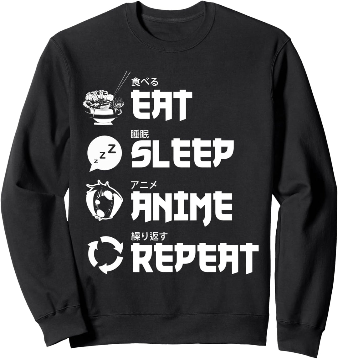 Essen Schlafen Anime Wiederholen Ramen Otaku Manga Anime Sweatshirt