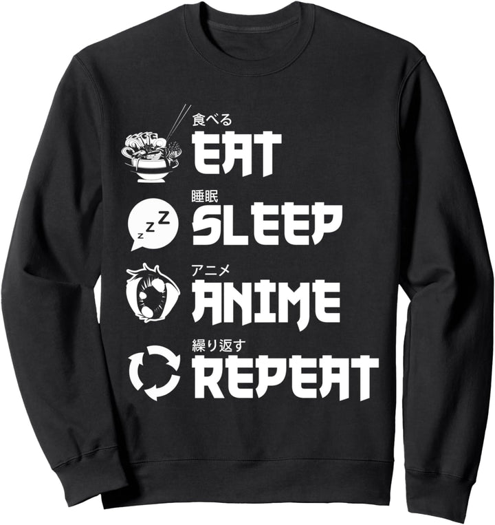 Essen Schlafen Anime Wiederholen Ramen Otaku Manga Anime Sweatshirt