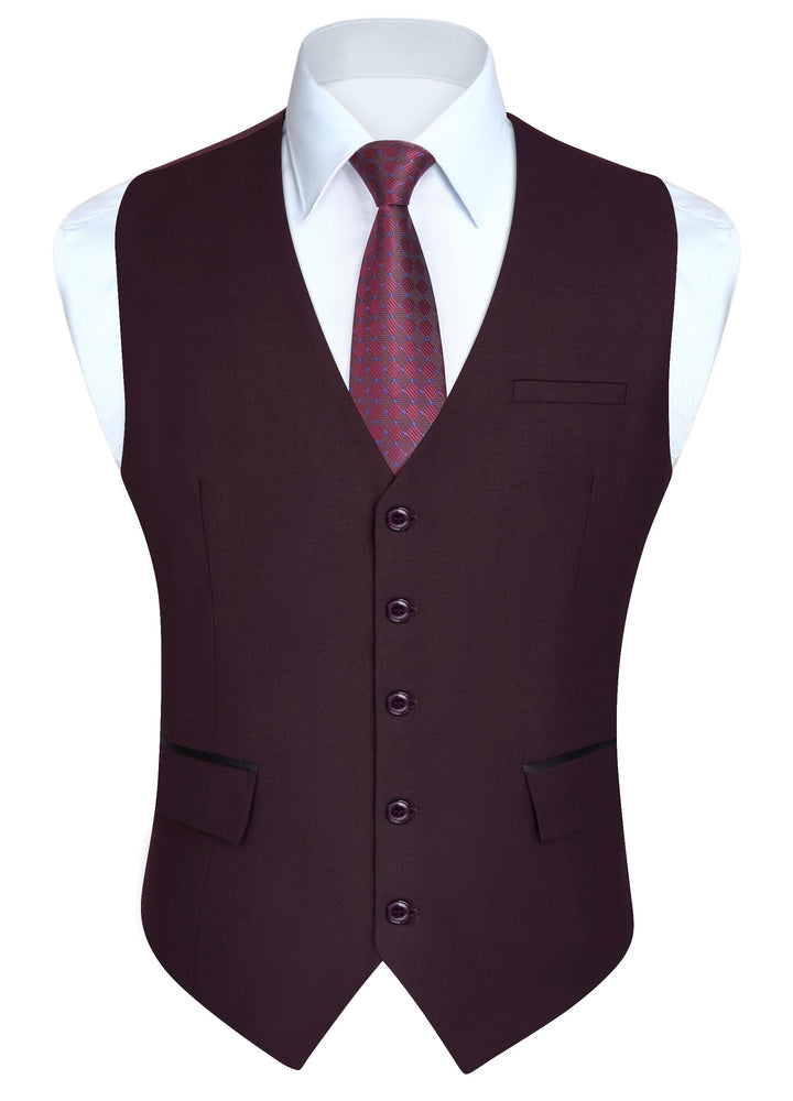 HISDERN Anzugweste für Herren Elegant Hochzeit Weste Klassische Einfarbig Casual Businessweste Forme
