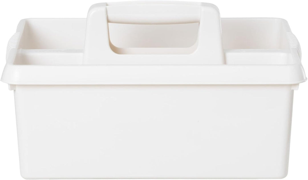 Tragbarer Organizer für Putzmittel 38x32x15 cm Weiss Werkzeugträger Gartengerätekorb Schuhputzkasten