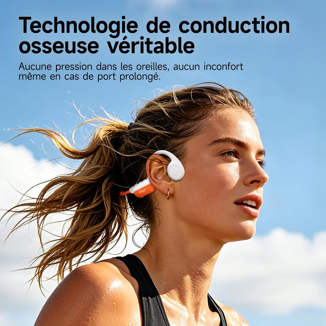 esonstyle Bluetooth 6.0 Kopfhörer - IPX7 Knochenleitungskopfhörer mit Mikrofon, kabellose Sportkopfh