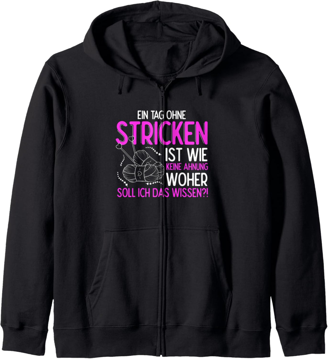 Stricken Geschenk Wolle Wollknäuel Spruch Strickerin Kapuzenjacke