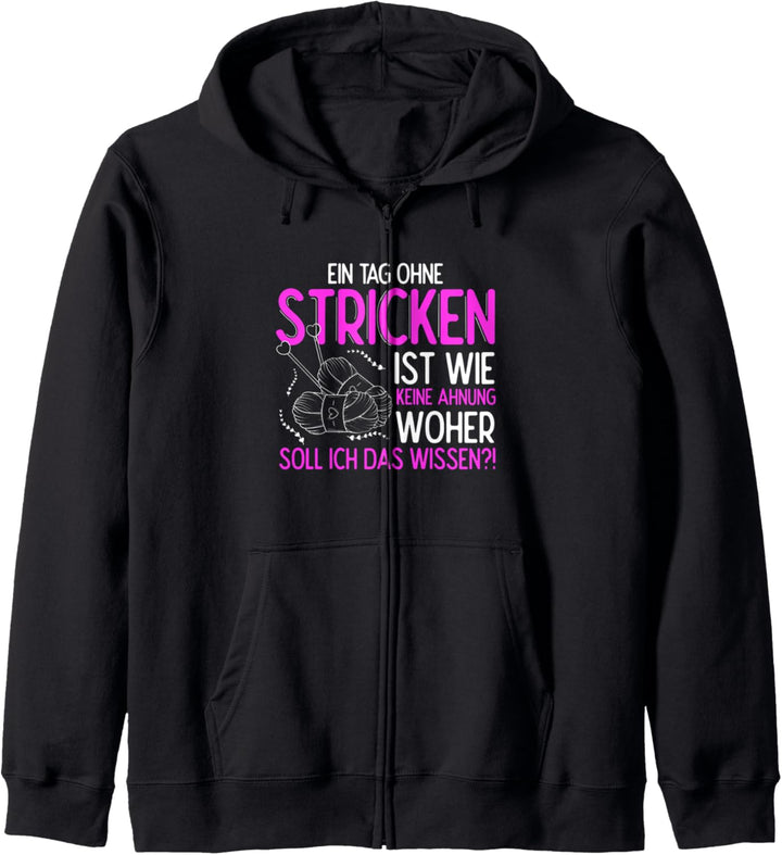 Stricken Geschenk Wolle Wollknäuel Spruch Strickerin Kapuzenjacke