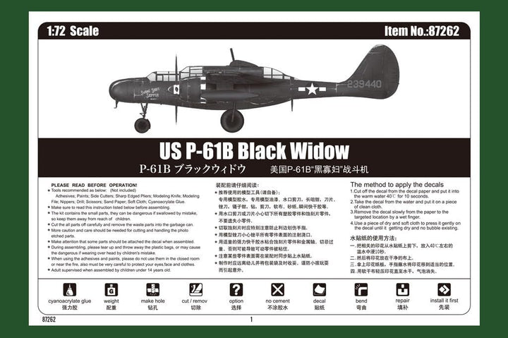 Hobby Boss 387262 US P-61B 1/72 P61B Black Widow Modellbausatz, verschieden