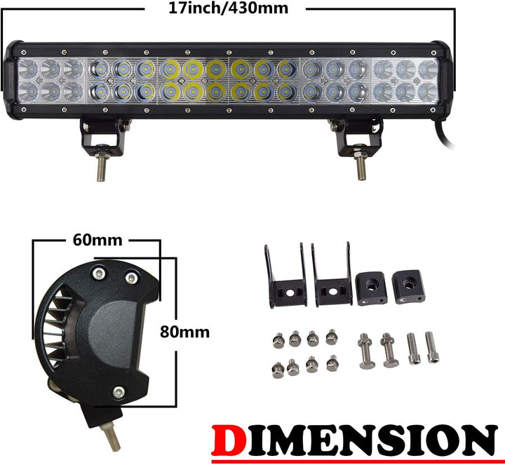 SKYWORLD led zusatzscheinwerfer bar, Zweireihiges wasserdicht 18 Zoll 45cm 108W Scheinwerfer Flutlic