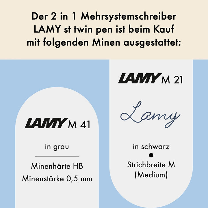 LAMY st twin pen Multifunktionsschreibgerät 645 – Schreiber aus Edelstahl mit integrierter Clip-Drüc