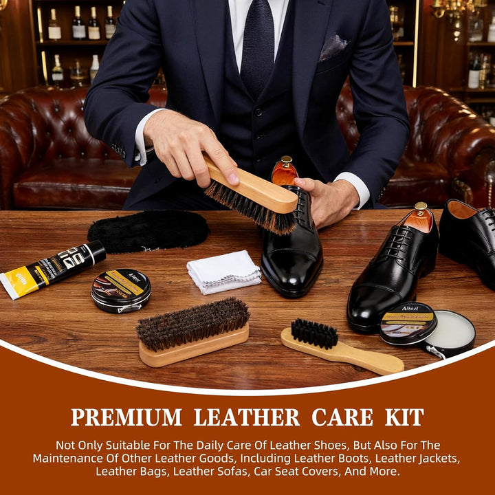 Lederschuhpflege Set mit Black Shoe Wax/Black shoe polish & Colourless Shoe Wax/Colourless shoe poli