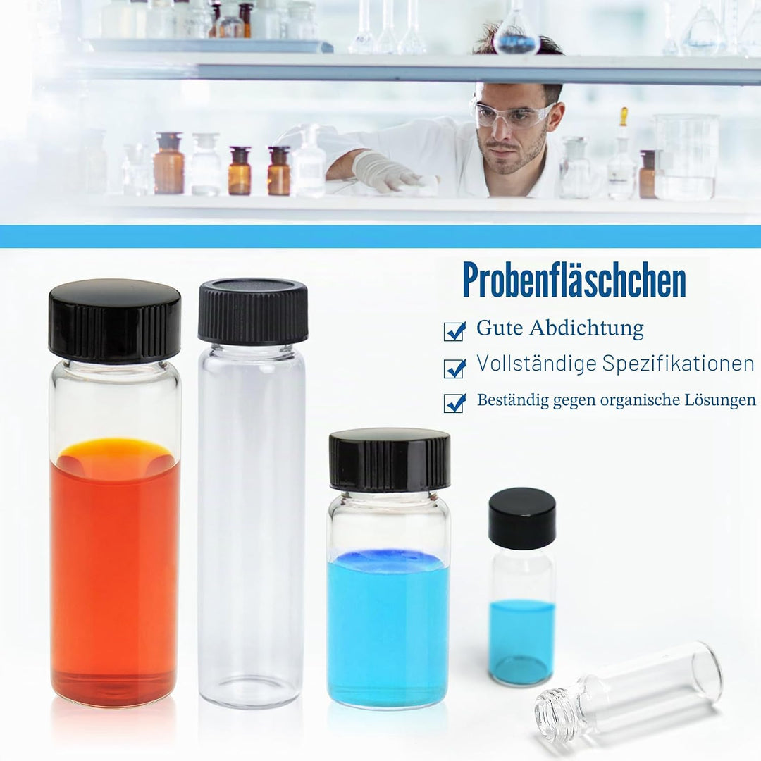 ALWSCI 144 Stücke 8ml Glasfläschchen Probe Klarglas Fläschchen, Probenahme Glasflaschen mit Schraubv