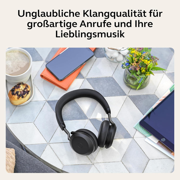 Jabra Evolve2 75 Wireless PC Headset with 8-Microphone Technology - Dual Foam Stereo Headphones with