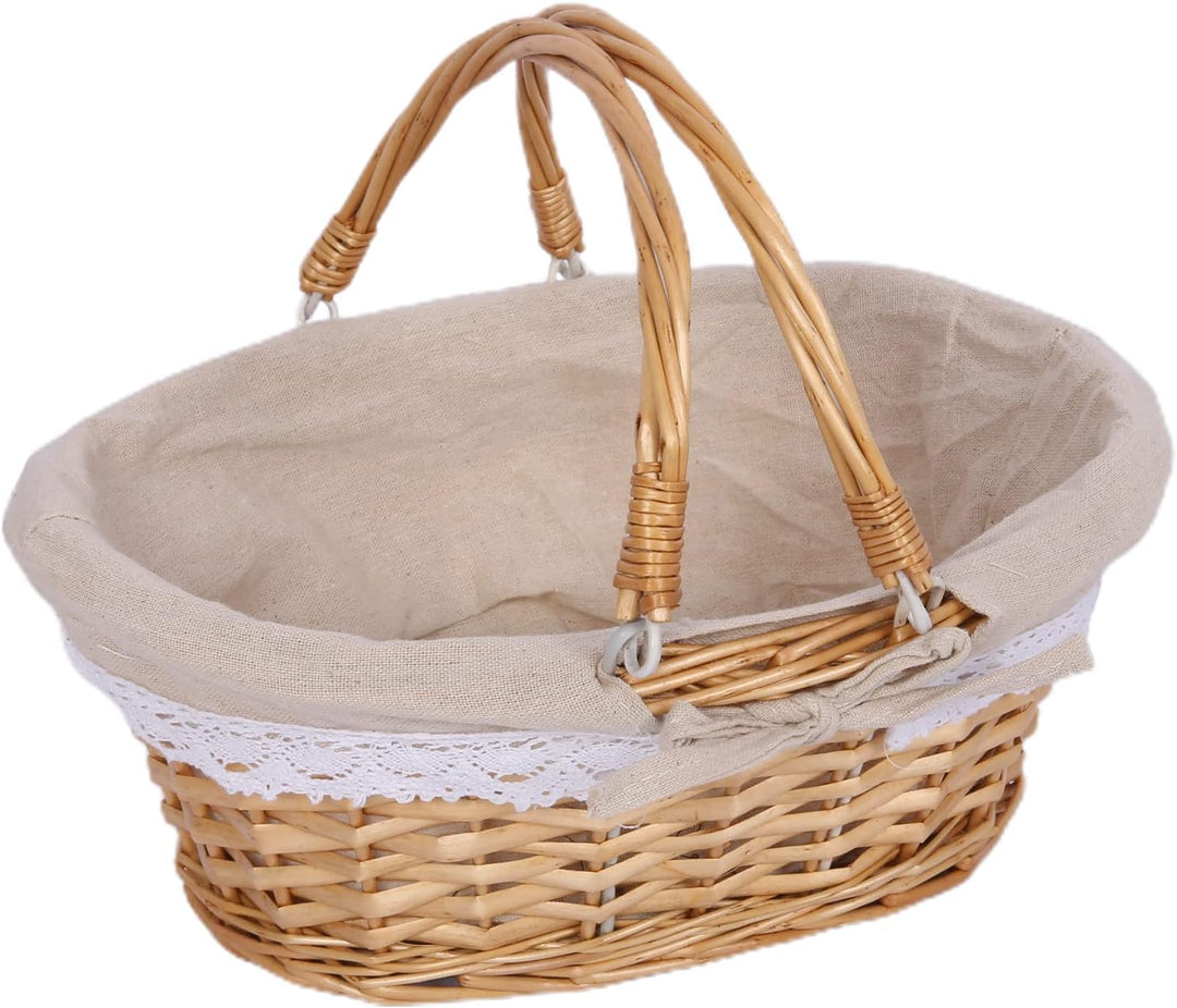 Weidenkorb mit Griff, gewebter Korb, klappbarer Griff, tragbarer Rattan-Picknickkorb, Servierkorb mi