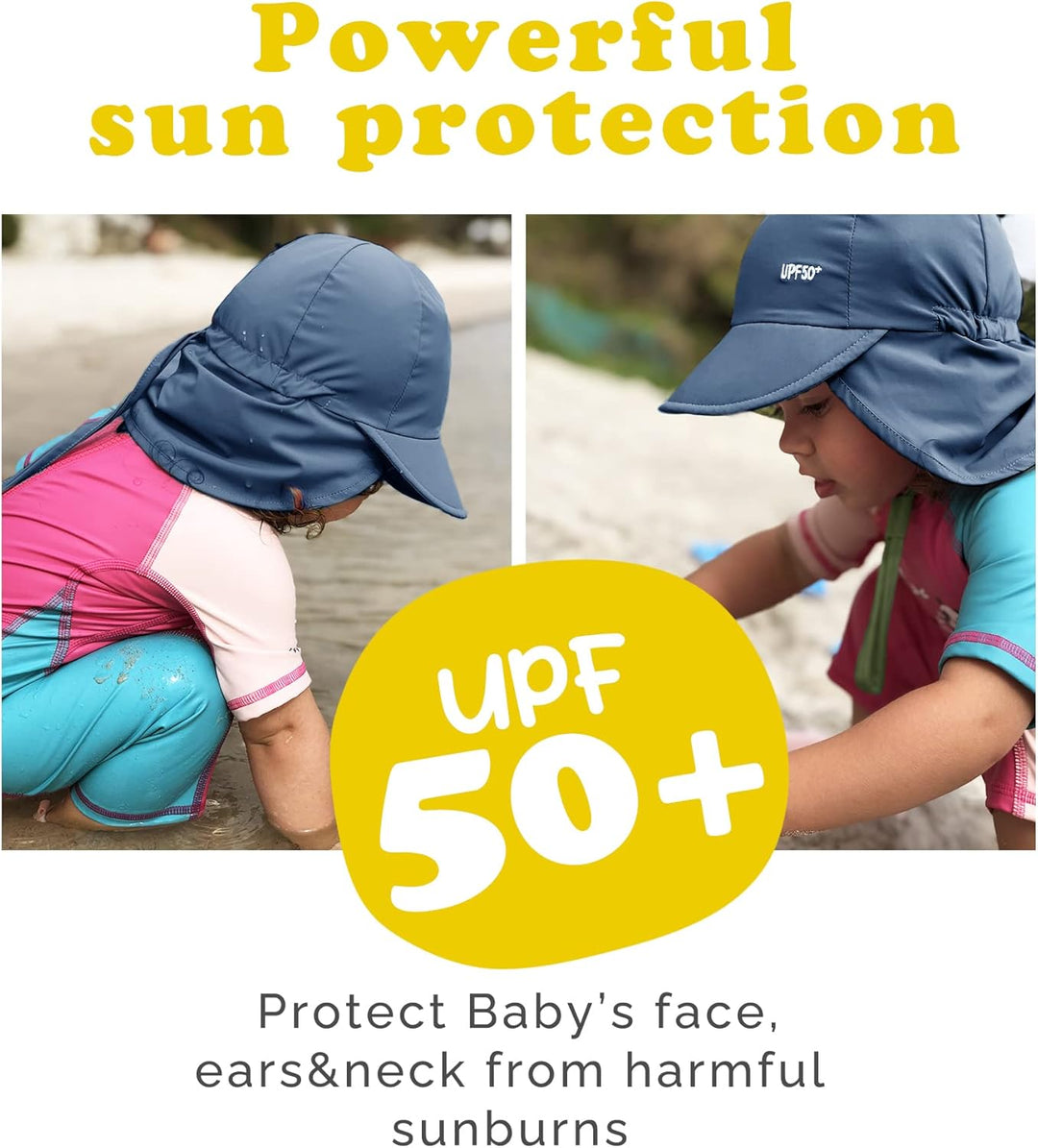 FURTALK Baby Sonnenhut mit Nackenklappe Kleinkind Kinder UPF 50+ Einstellbare Jungen Mädchen UV-Schu