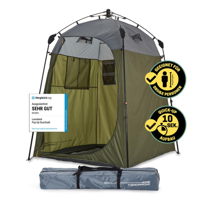 LUMALAND Premium Duschzelt | Toilettenzelt für Indoor &amp; Outdoor | Mobiles Umkleidezelt &amp; Lagerzelt |