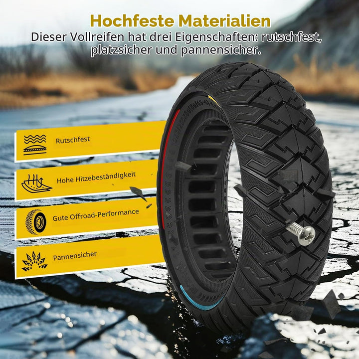 10 x 3 Zoll E Scooter Solid Reifen，255 x 80 (80/65-6) Vollgummireifen für Kukirin G3/Kaabo Wolf Warr
