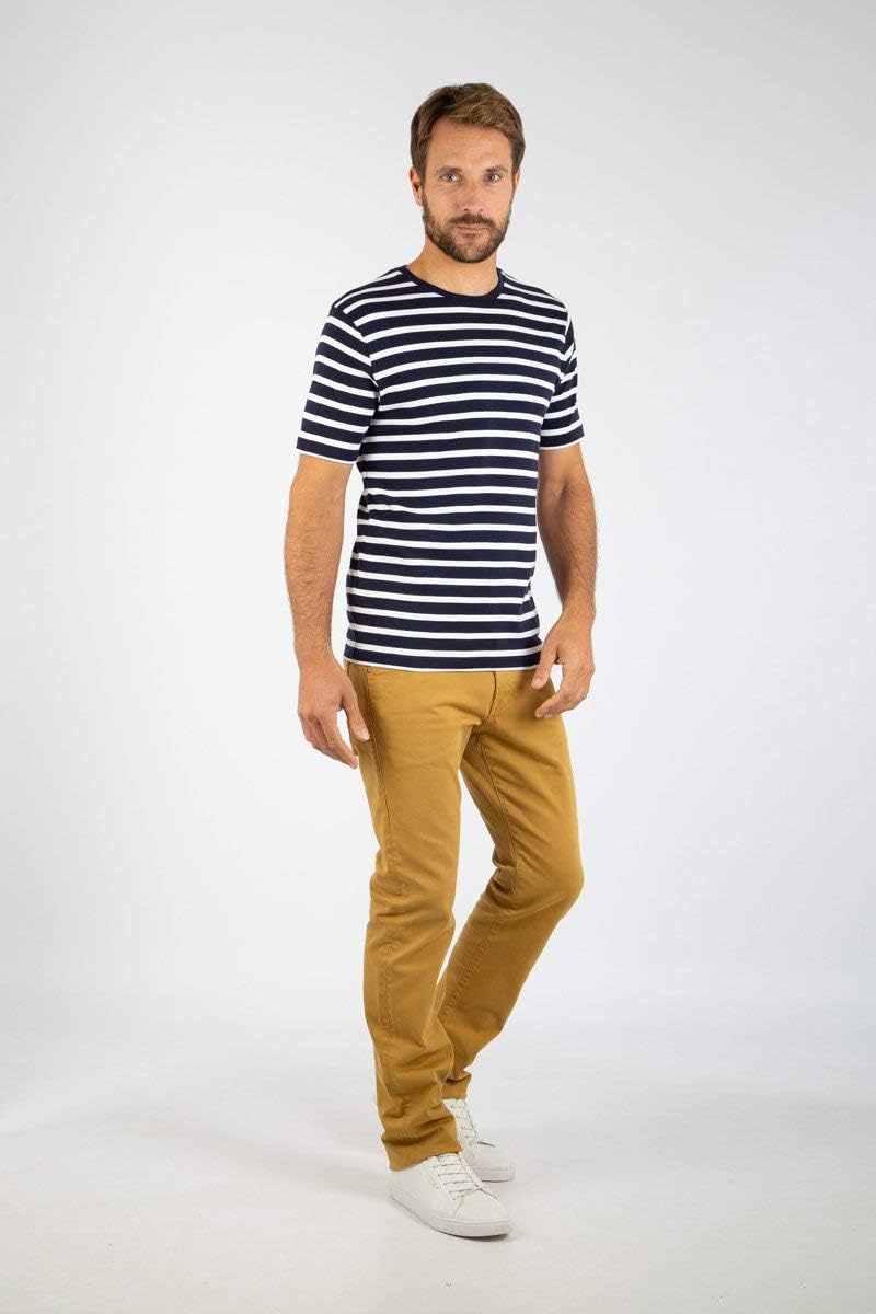 Armor Lux Herren Kurzarm Shirt im Marine-Stil Morgat aus Baumwolle T-Shirt S Mehrfarbig (Navire/Blan