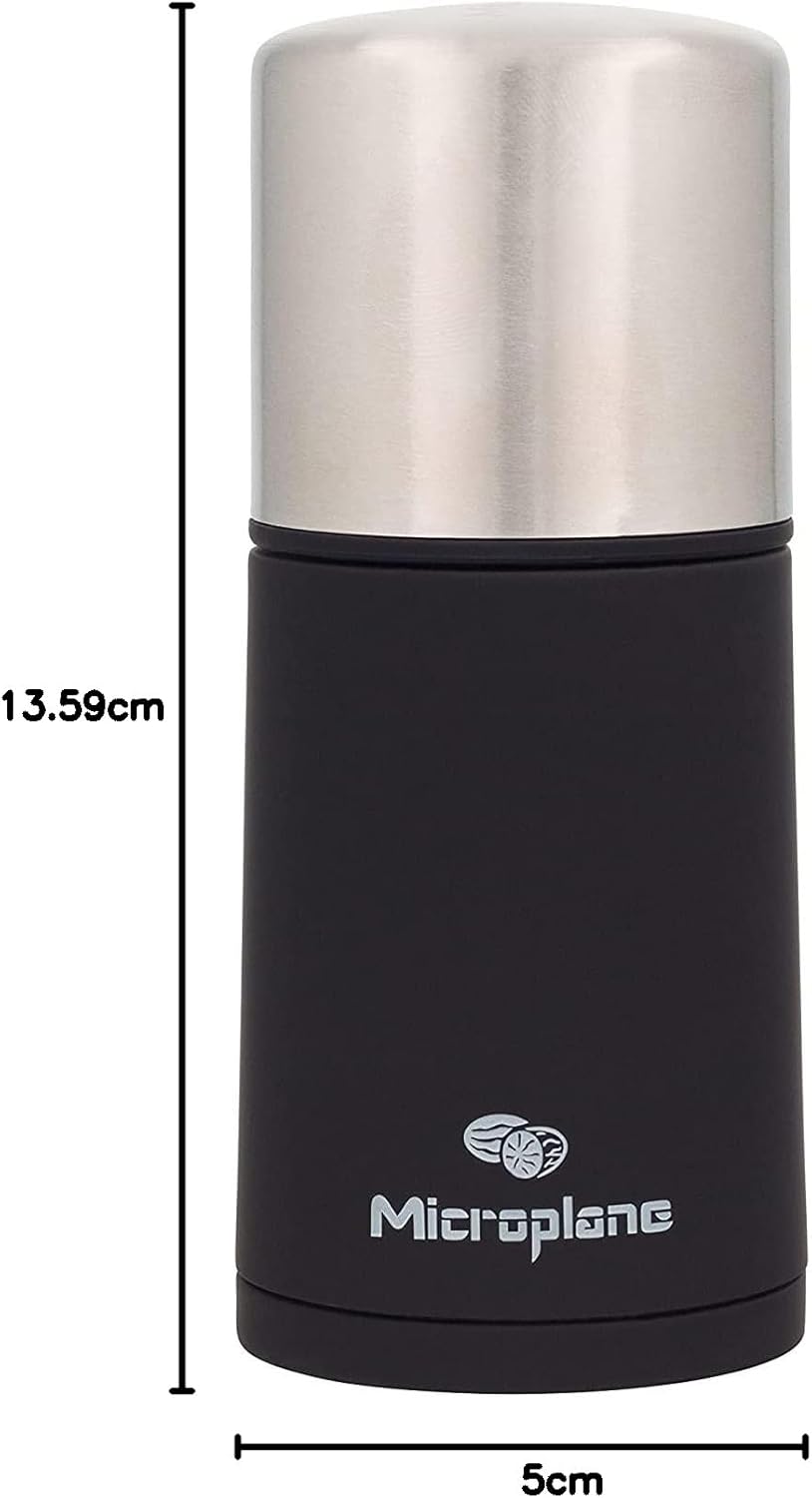 Microplane Gewürzmühle Edelstahl für Muskatnuss, Zimt, Tonkabohnen, Langpfeffer und andere getrockne