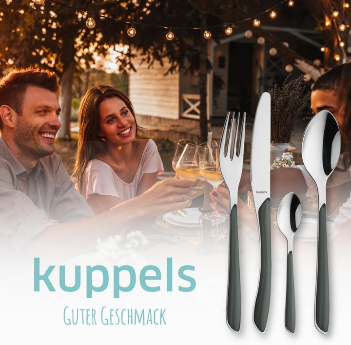 Kuppels Prisma Besteck Set für 6 Personen aus Edelstahl poliert | Besteckset 24-teilig | Hochwertige