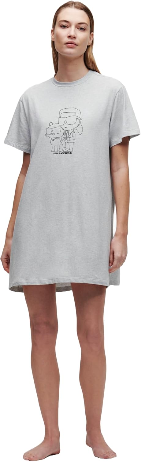 Karl ikonik 2.0 t-shirt pyjama kleid dress XS Grau/Schwarz, XS Grau/Schwarz