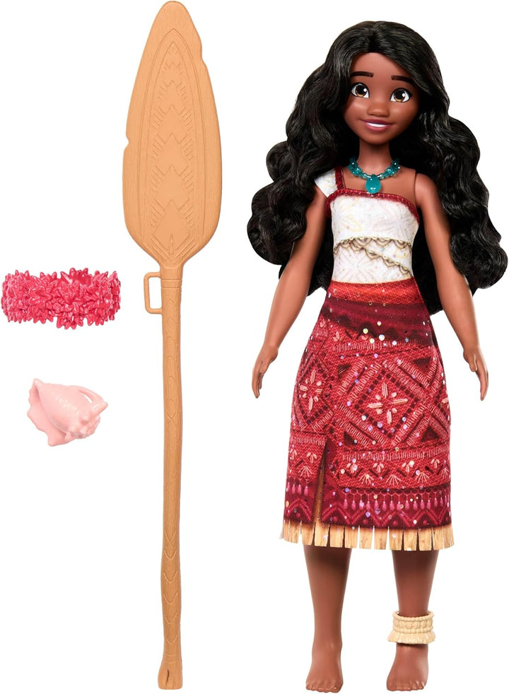 Mattel Disney Vaiana 2 singende Vaiana-Abenteuerpuppe mit charakteristischem Outfit und Accessoires,