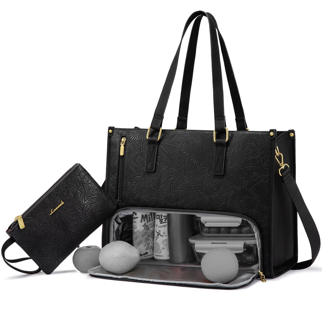 LOVEVOOK Laptoptasche Damen mit Isolierted Lunch-Fach, 15,6 Zoll Laptop Handtasche, Arbeitstasche Le