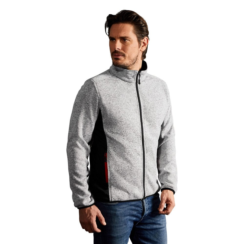 Strick Jacke Workwear Herren, Grau-Melange, M