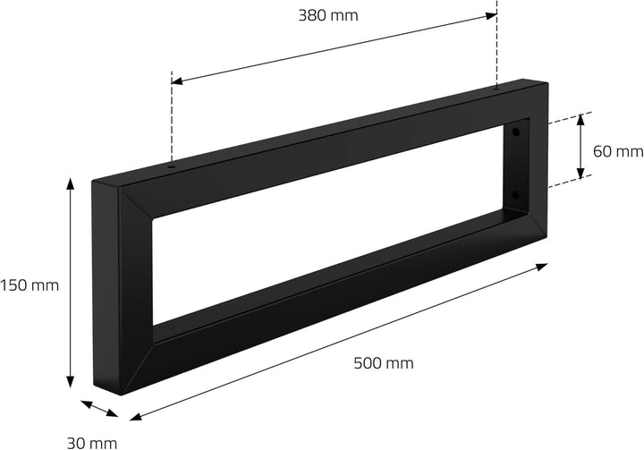 ML-Design 2er Set Wandkonsole für Waschtisch, 500x150 mm, Schwarz, Stahl, Design Waschtischhalterung
