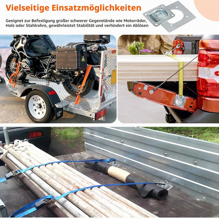 6pcs Zurrösen für Anhänger mit Gegenplatte &amp; Schrauben, Zurrmulden Anhänger Ösen Verzinkte Verzurrös