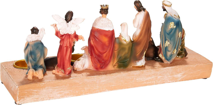 BRUBAKER Krippenfigur Kerzenhalter - Weihnachtskrippe für Kerzen mit 3 cm Ø - 29 cm Tischkrippe Weih