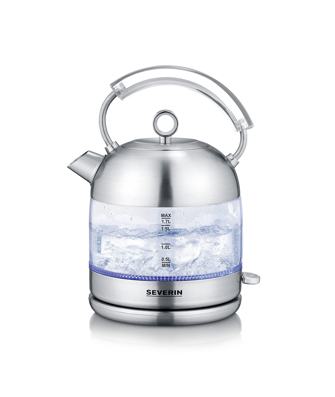 SEVERIN Retro Glas Wasserkocher, leistungsstarker und kompakter Wasserkocher im hochwertigen Retro D