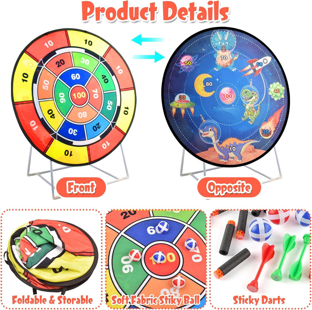 Dartscheibe für Kinder, 29"(73 cm) Doppelseitiges Dartscheiben Gartenspiel, Stehendes & Hängendes Wu