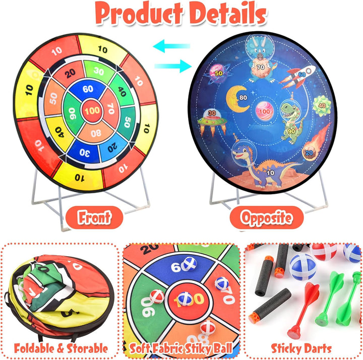 Dartscheibe für Kinder, 29"(73 cm) Doppelseitiges Dartscheiben Gartenspiel, Stehendes & Hängendes Wu