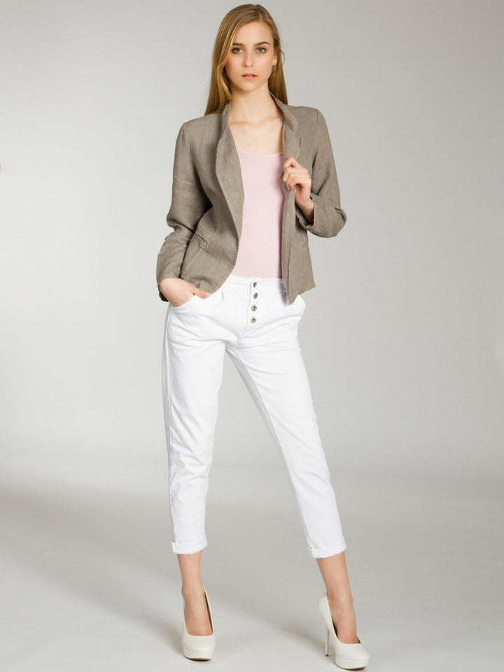 Caspar BZR004 kurzer Damen Leinen Sommer Blazer XS Schlamm, XS Schlamm