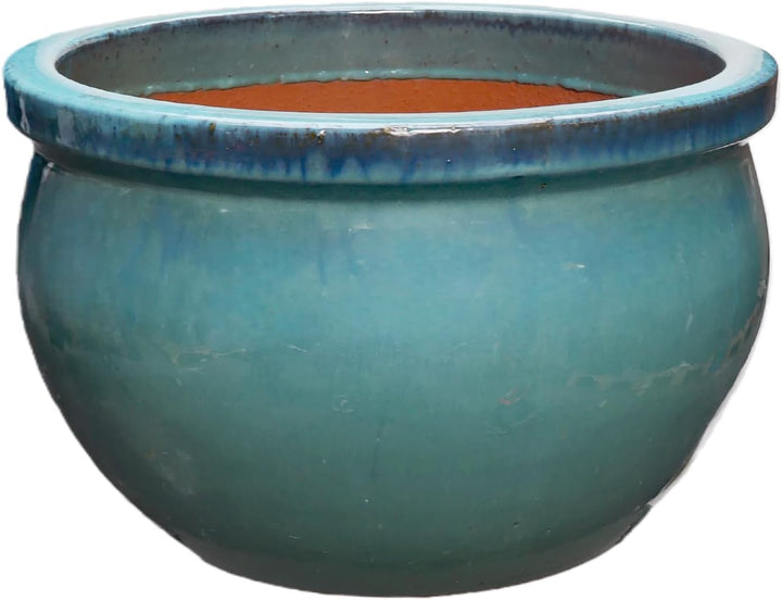 TucanoHamburg Blumentopf, Modell Bamboo in Jade, grün/blau 50x32cm, frostfest